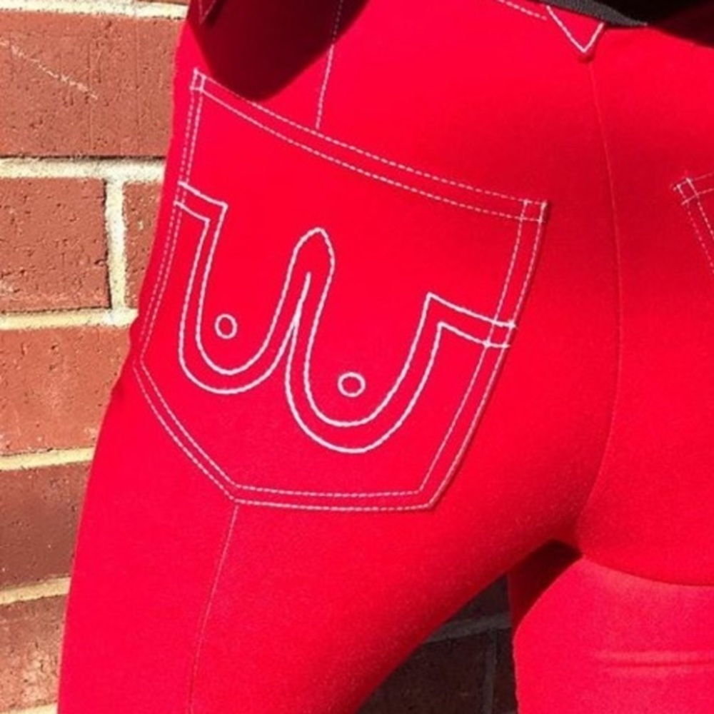 Fashion Brand Company western red boob jeans